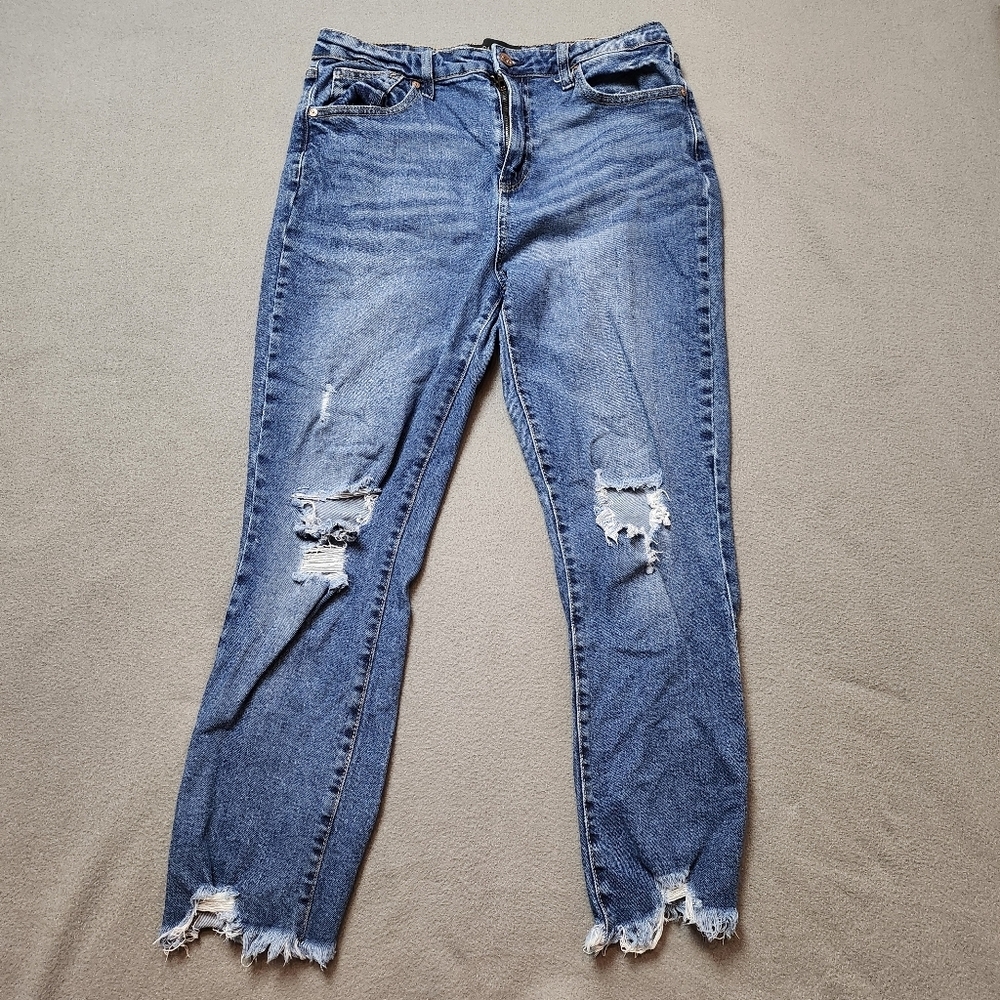 KENDALL + KYLIE | Womens High Rise Skinny Distressed Cropped Jean Size 11 / 30